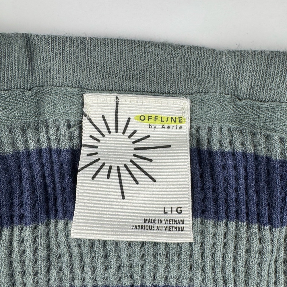 Aerie long sleeve Henley shirt Blue and Grey striped size large - Picture 2 of 7